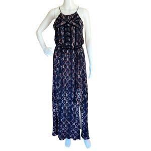 Lucky Brand Embroidered Boho Maxi Dress Size Small Indie Festival